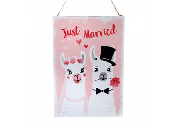 Just Married Lama Metallschild