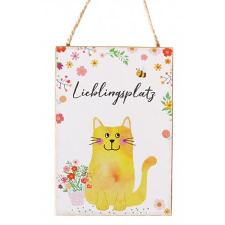 Katze Lieblingsplatz Holzschild (klein)