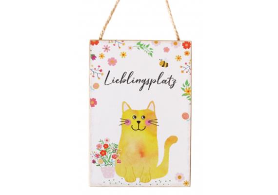 Katze Lieblingsplatz Holzschild (klein)