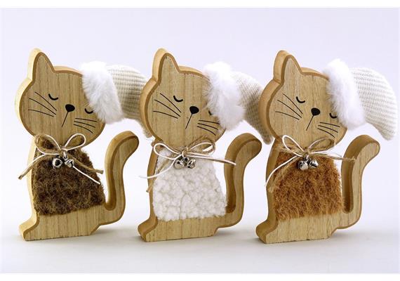 Katzen Winter Holzfiguren (16,5 cm)