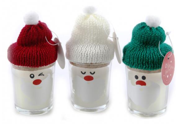 Kerzenglas mit Strickmütze