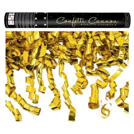 Konfettikanone Luftschlangen gold 40 cm