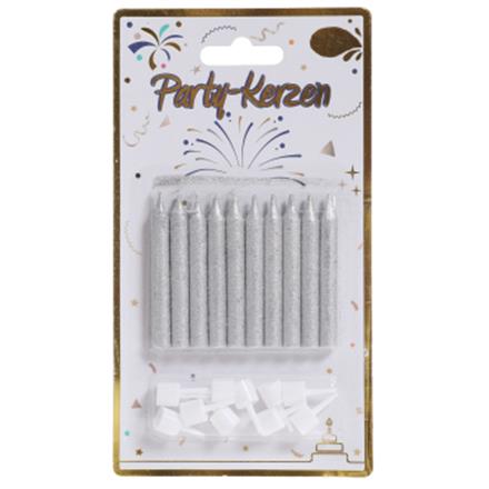 Kuchenkerzen Glitter silber