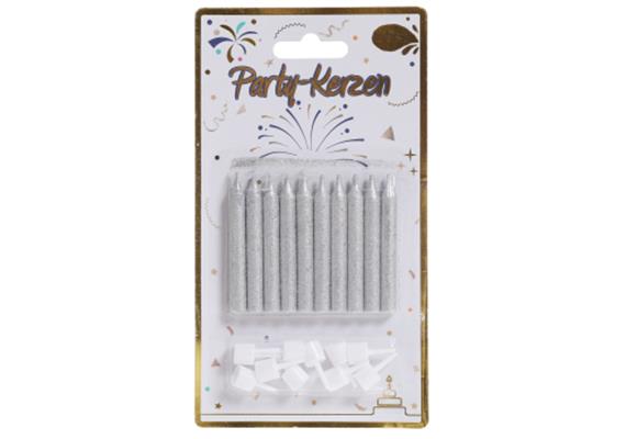 Kuchenkerzen Glitter silber