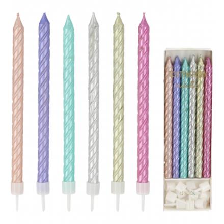 Kuchenkerzen lang metallic bunt