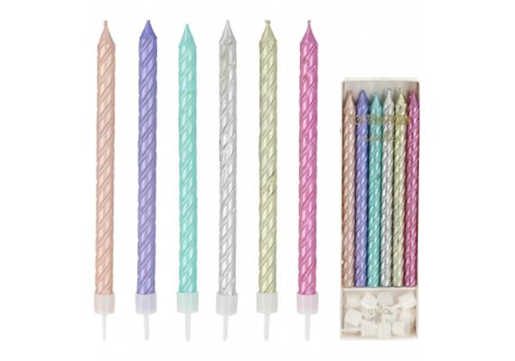 Kuchenkerzen lang metallic bunt