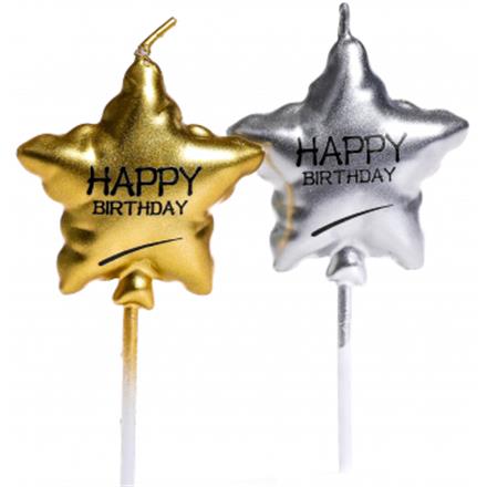 Kuchenkerzen Stern Happy Birthday