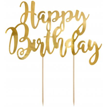 Kuchenstecker Happy Birthday gold