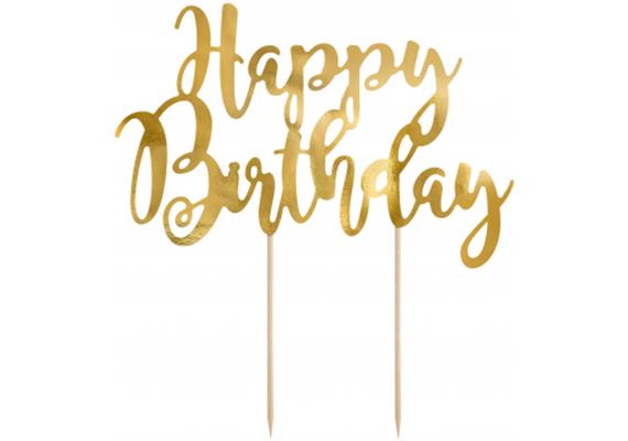 Kuchenstecker Happy Birthday gold | Bild 1