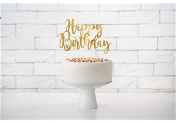 Kuchenstecker Happy Birthday gold | Bild 2