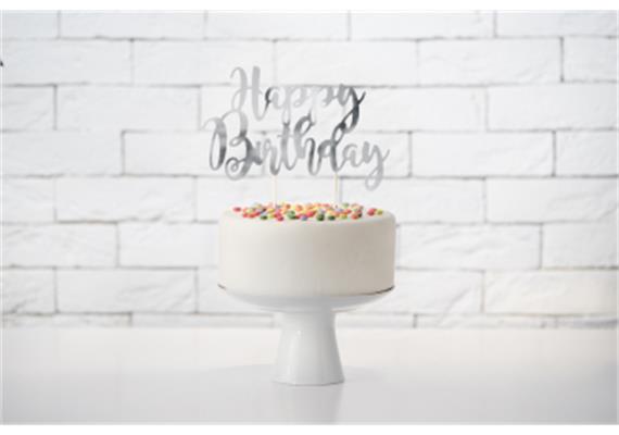 Kuchenstecker Happy Birthday silber | Bild 2