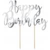Kuchenstecker Happy Birthday silber