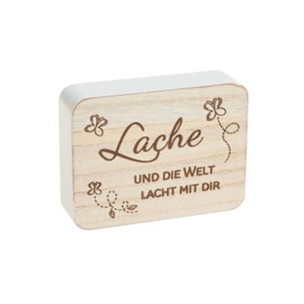 Lache Welt Holzaufsteller