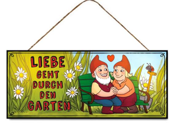 Liebe durch Garten Metallschild