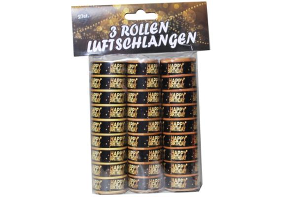 Luftschlangen Happy Birthday gold-schwarz