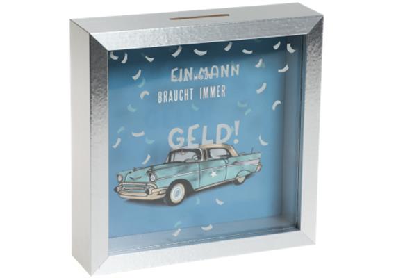 Mann Geld Holz Sparkasse