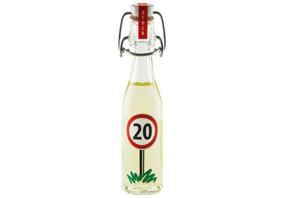 Mini Bügelflasche Likör 20. Geburtstag