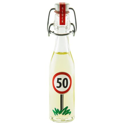 Mini Bügelflasche Likör 50. Geburtstag