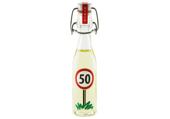 Mini Bügelflasche Likör 50. Geburtstag