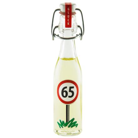Mini Bügelflasche Likör 65. Geburtstag