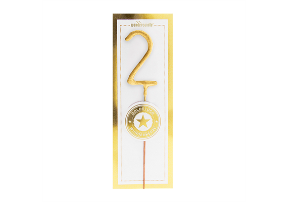 Mini Wunderkerze gold Zahl 2