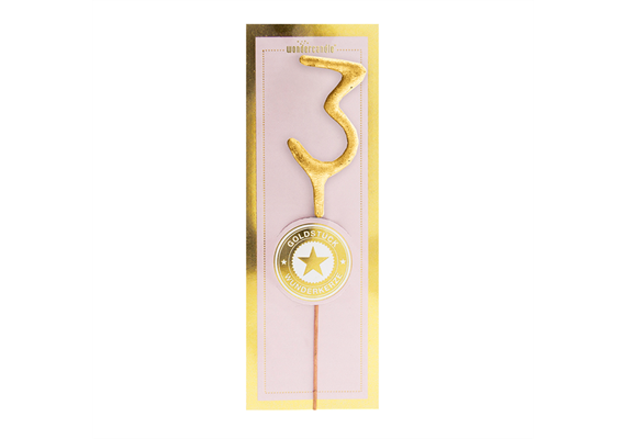 Mini Wunderkerze gold Zahl 3