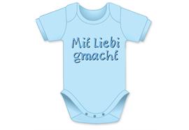 Mit Liebi gmacht hellblau Body - Grösse 74/80