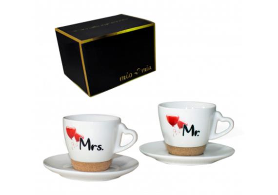 Mr & Mrs Kaffeetassen Kork mit Unterteller | Bild 1