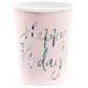 Pappbecher Happy Birthday rosa