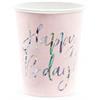 Pappbecher Happy Birthday rosa