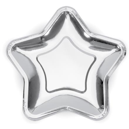 Pappteller Stern silber (23 cm)