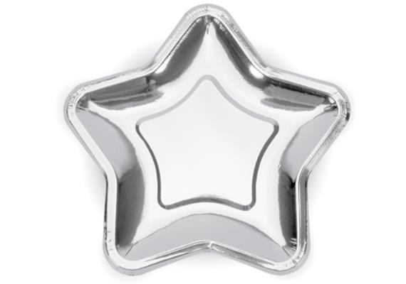 Pappteller Stern silber (23 cm)