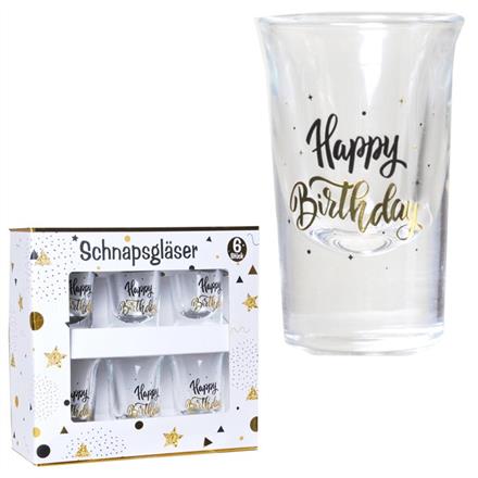 Schnapsgläser Happy Birthday (6er-Set)