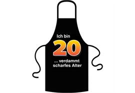 Schürze 20. Geburtstag scharfes Alter - Textilfarbe rot