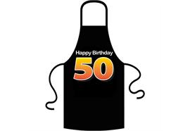 Schürze 50. Geburtstag Happy Birthday - Textilfarbe schwarz