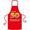 Schürze 50. Geburtstag knackig - Textilfarbe rot