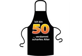 Schürze 50. Geburtstag verdammt scharfes Alter - Textilfarbe schwarz