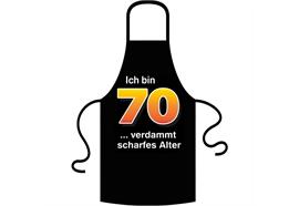 Schürze 70. Geburtstag scharfes Alter - Textilfarbe rot