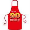Schürze 90. Geburtstag knackig - Textilfarbe rot