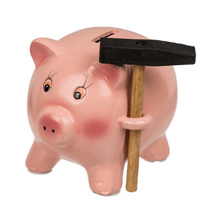 Sparschwein mit Hammer (12,5 cm)