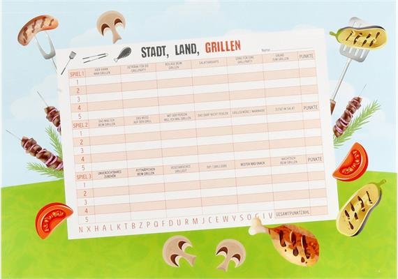 Spielblock STADT LAND GRILLEN | Bild 2