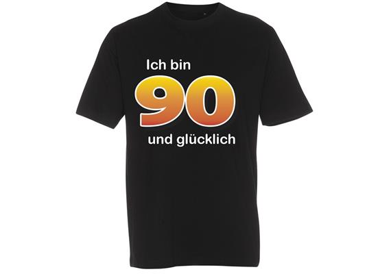 T-Shirt 90. Geburtstag glücklich - L