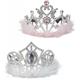 Tiara Kronen rosa/weiss Federn