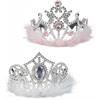 Tiara Kronen rosa/weiss Federn