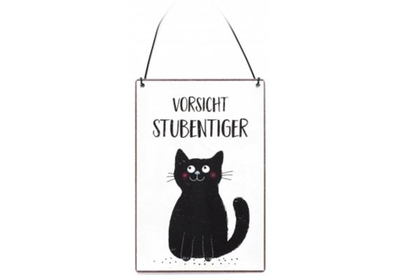 Vorsicht Stubentiger Metallschild (klein)