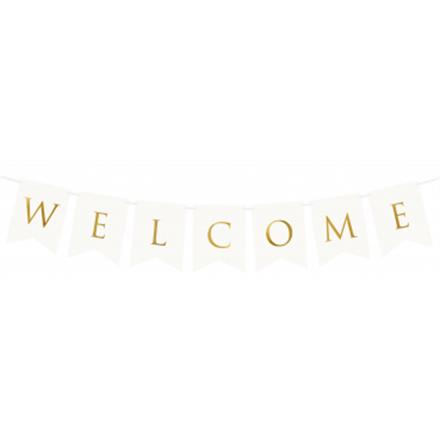 Welcome Banner Girlande weiss