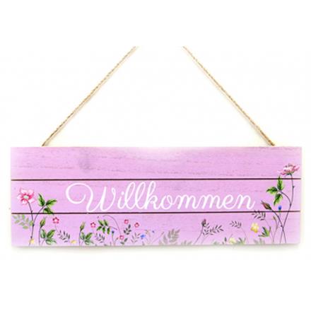 Willkommen rosa Holzschild