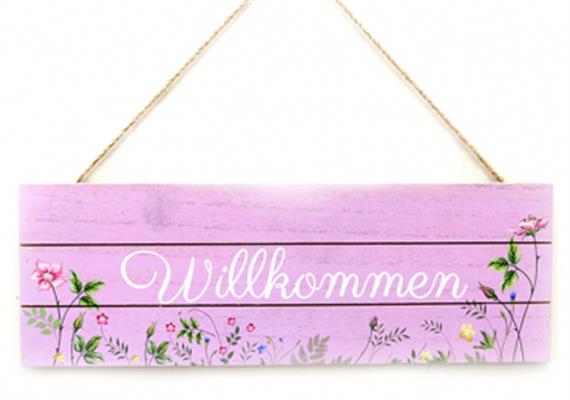 Willkommen rosa Holzschild