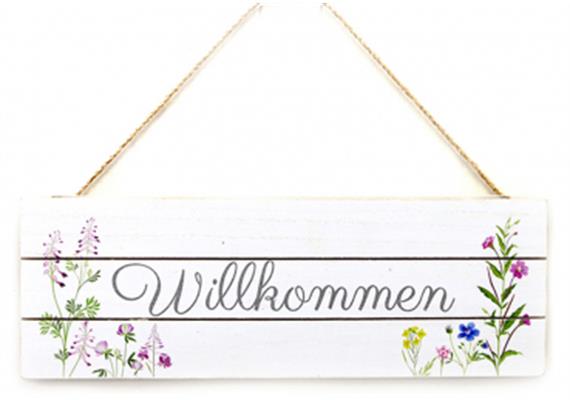 Willkommen weiss Holzschild