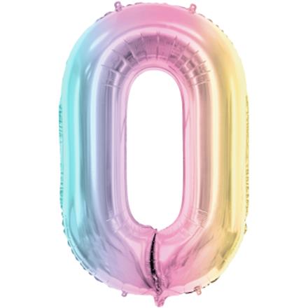 Zahlenballon 0 regenbogen (86 cm)